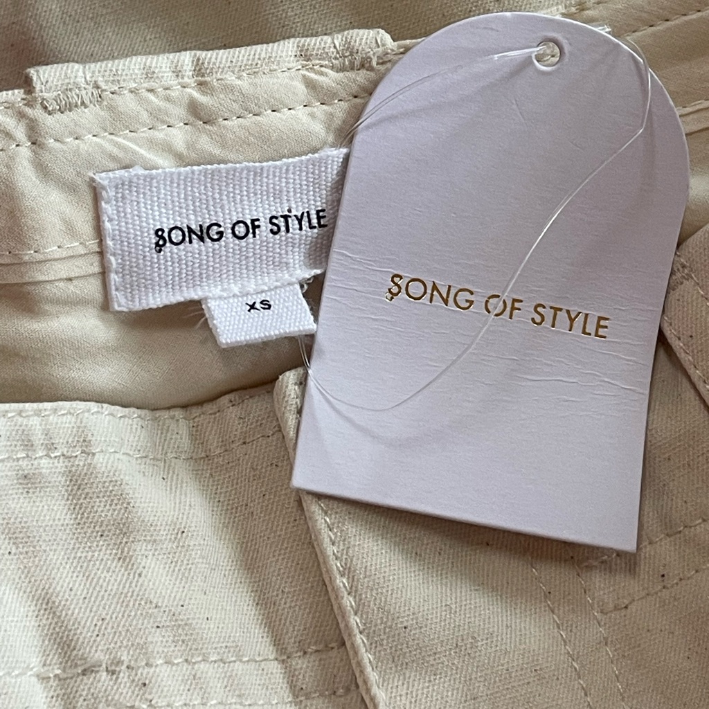 Song Of Style Quinn Light Natural Tan 100% Cotton Pants Sz Xs Barrel Hi-Rise Nwt — image 7 of 8